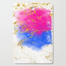 Pink And Blue Ombre With Gold Glitter Cutting Board