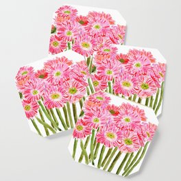 Pink Gerbera Daisy watercolor Coaster
