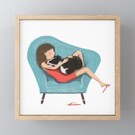 Pet cuddles Framed Mini Art Print