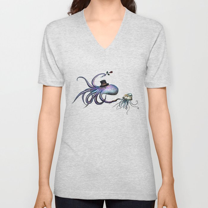 Underwater Love // octopus jellyfish V Neck T Shirt