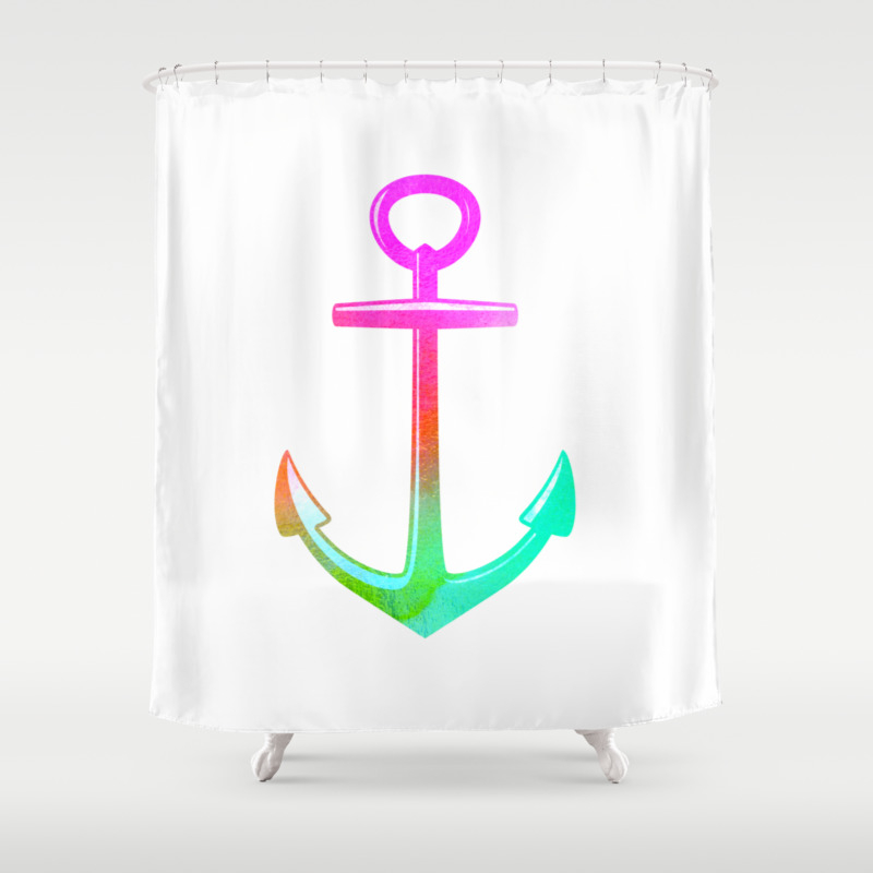 Nautical Anchor Multicolored Shower, Multicolored Shower Curtain