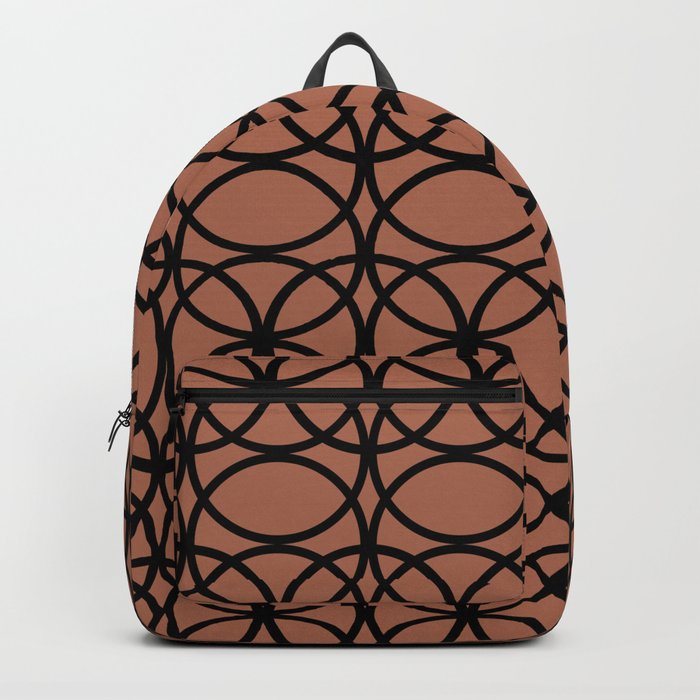 Circle Heaven 2 on Sherwin Williams Cavern Clay SW7701, Overlapping Black Ring Design Backpack