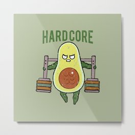 Hardcore Avocado Metal Print | Avocado, Curated, Vegan, Hardcore, Fitness, Bodybuilding, Strongman, Drawing, Crossfit, Core 