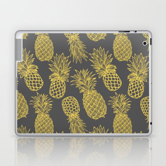 Fresh Pineapples Gray & Yellow Laptop & iPad Skin