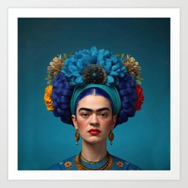 Frida Kahlo and Flowers Exotic |  Frida Kahlo Art Print