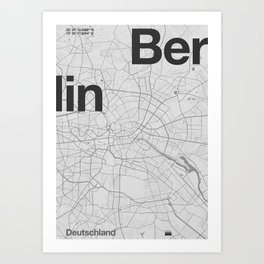 Berlin - Minimal map Art Print