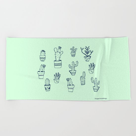 Cactus and Mint Beach Towel