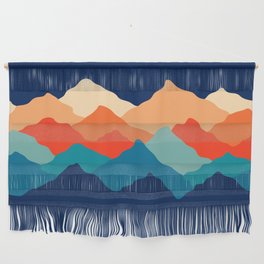 Retro 70s and 80s Classic Vintage Palette Mid-Century Minimalist Mountains Abstract Art Wall Hanging