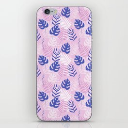 A Playful Colorful, Tropical Monstera Leaves, Palm Leaves Design iPhone Skin