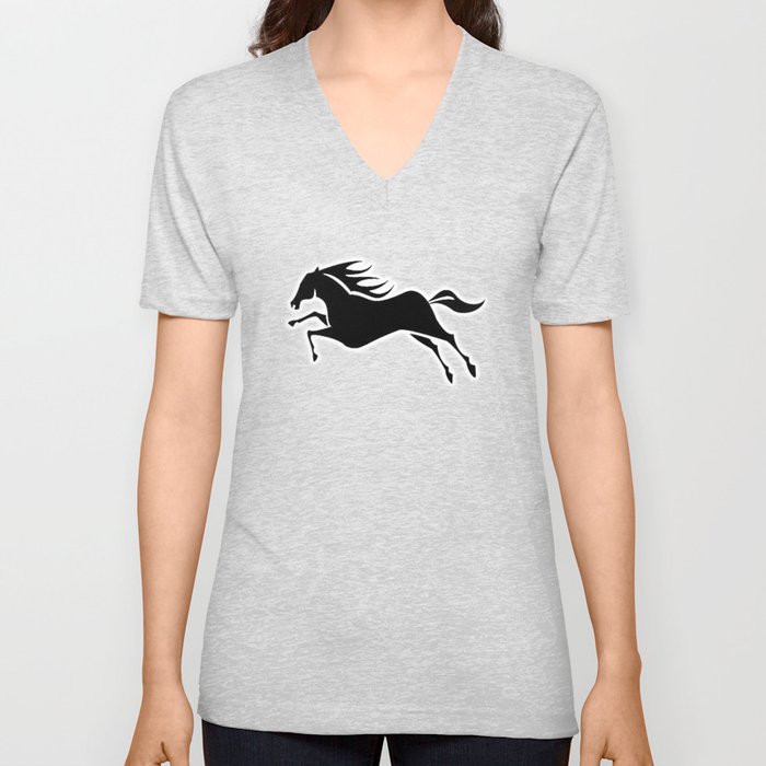Horse Galloping. V Neck T Shirt