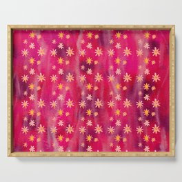 Floral/Space Abstract Watercolor | Vintage (Ruby Red) Serving Tray