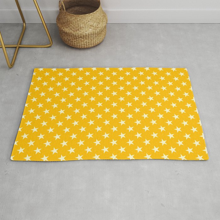 Cream Yellow On Amber Orange Stars Rug By Colorfulpatterns2 Cream Yellow On Amber Orange Stars Rug By Colorfulpatterns2