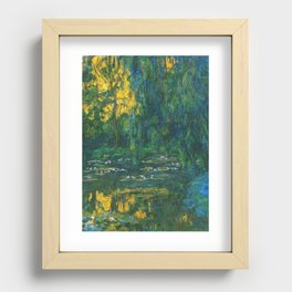 Water Lily Pond and Weeping Willow, Art Print Recessed Framed Print
