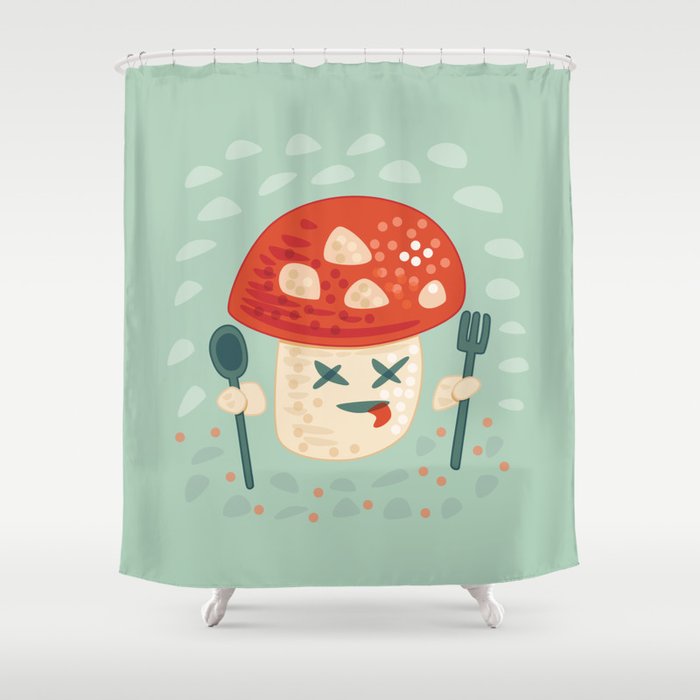 Funny Cartoon Poisoned Mushroom Shower Curtain By Borianagiormova Funny Cartoon Poisoned Mushroom Shower Curtain