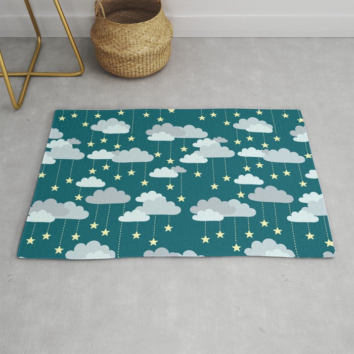 Clouds Stars Night Sky Pattern Rug By Tanyalegere Society6