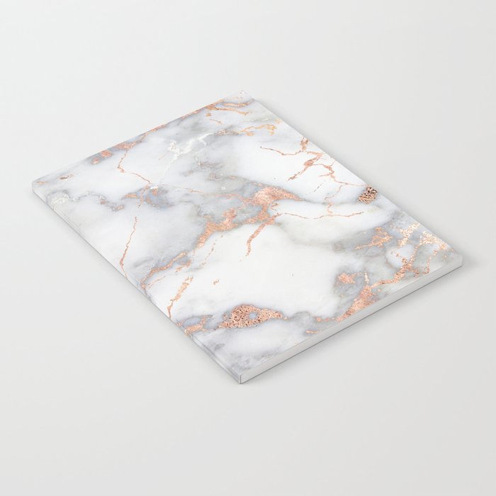 Gray Marble Rosegold  Glitter Pink Metallic Foil Style Notebook
