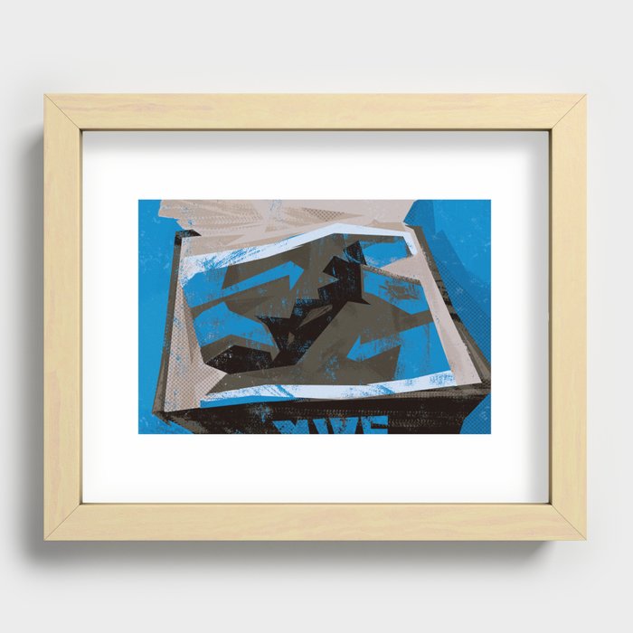 Retro Jordan 1 Geometric, Royal, Art Wall, Print, Sweatshirt, Mural, T-Shirt, Socks, Bag, 1's, Recessed Framed Print