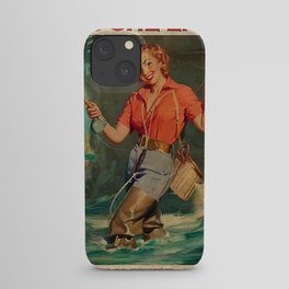 Fly Fishing Girl Happily Poster  iPhone Case