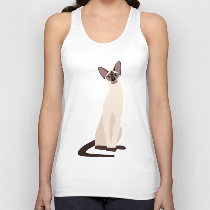 Siamese Cat and Paws Teal Blue Tank Top