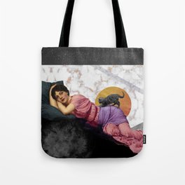 Marble Cat Woman Gold Tote Bag