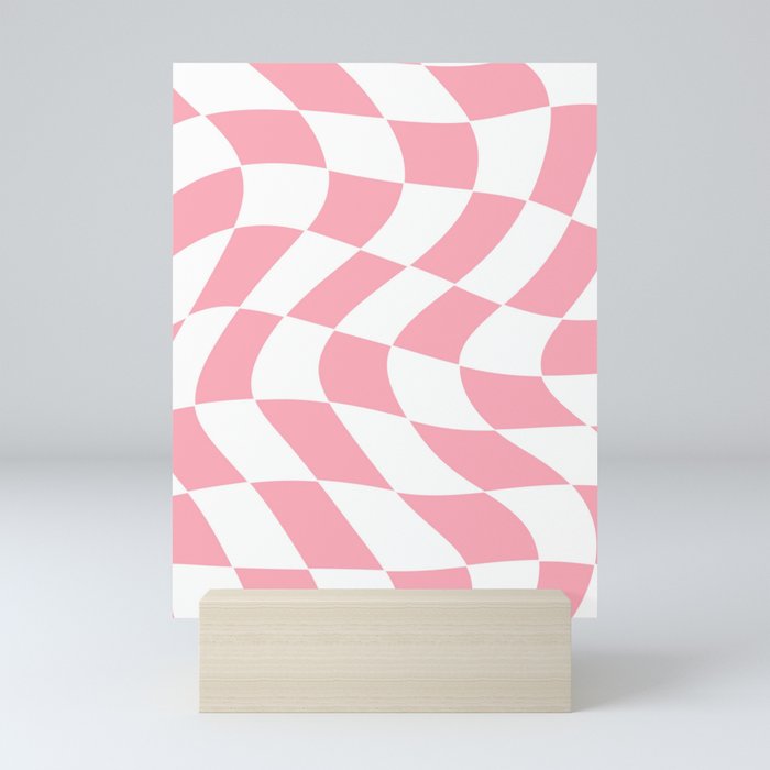 Pink Checkered Pattern Mini Art Print