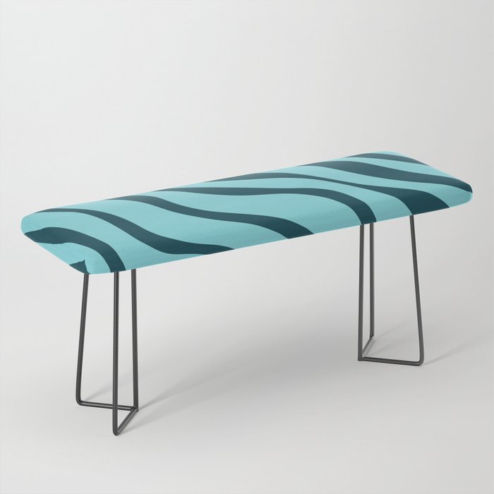 Abstract Retro Colorful Water Waves Art - Warm Black and Middle Blue Bench