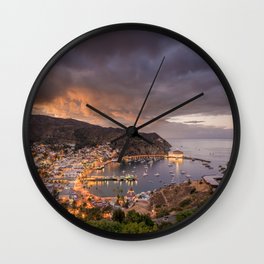 Harbor at Avalon on Catalina Island at Sunset Wall Clock