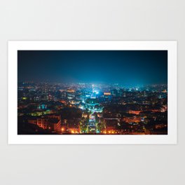 The Center of Yerevan // Night City Art Print
