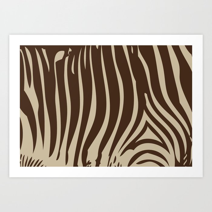 Zebra Stripes | Animal Print | Chocolate Brown and Beige | Art Print
