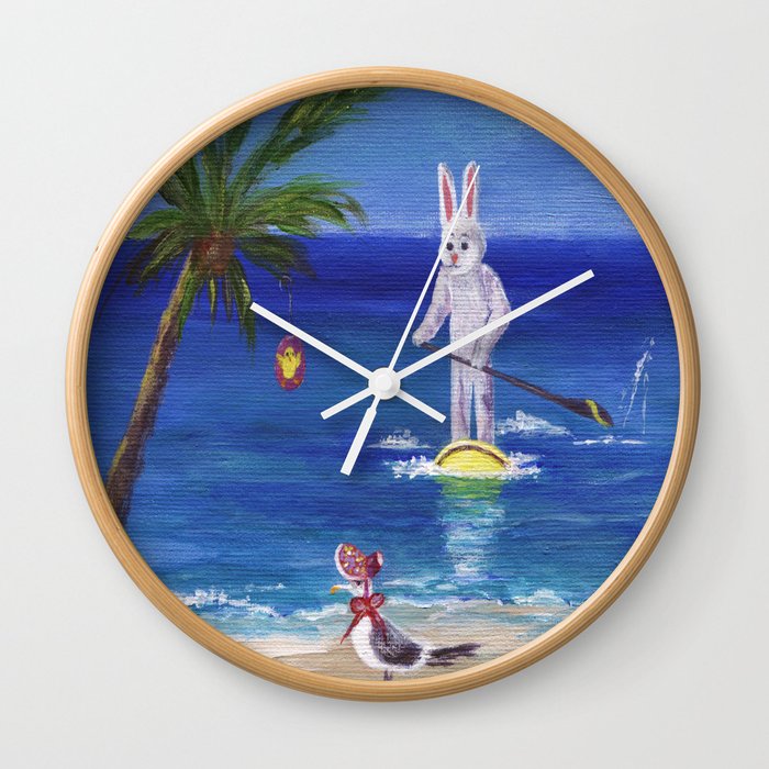 Easter Bunny at the Beach Wall Clock