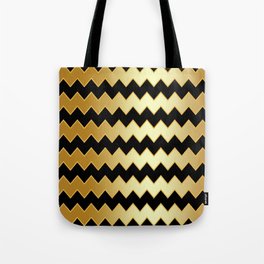 Gold Black Modern Zig-Zag Line Collection Tote Bag