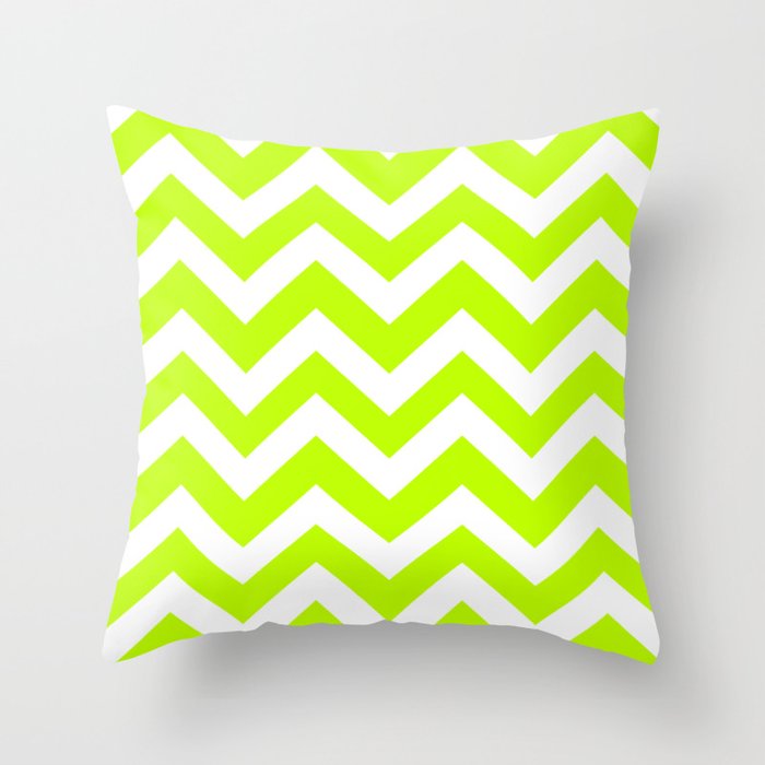 Bitter lime green color Zigzag Chevron Pattern Throw Pillow by Make