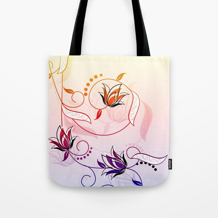 Bright Floral Design Tote Bag by groovyfinds | Society6