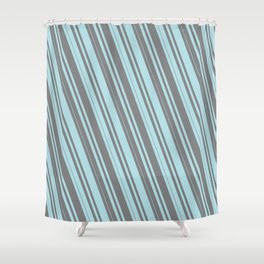 [ Thumbnail: Powder Blue and Gray Colored Lines Pattern Shower Curtain ]