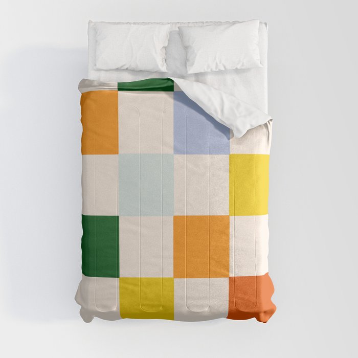 Retro Rainbow Checkerboard  Comforter