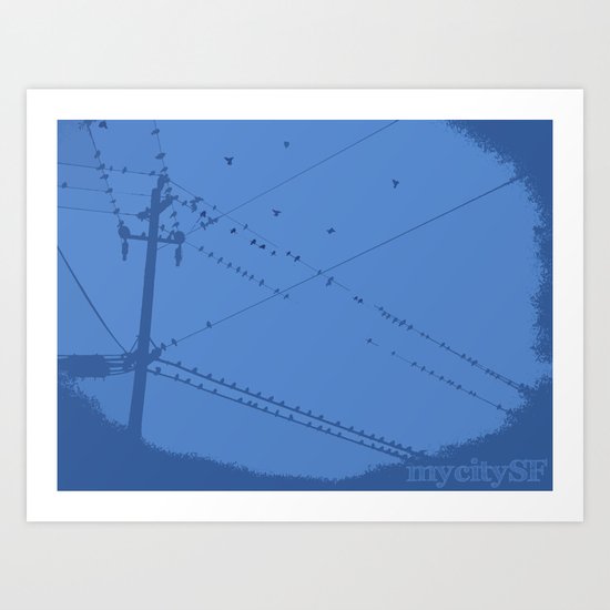 Birds on a wire Art Print