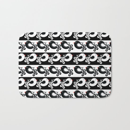 black and white birds Bath Mat