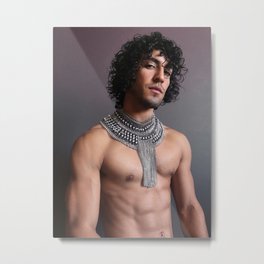 Collier (Grey Series) Metal Print | Photo, Digital, Male, Jewelry, Color, Gothic, Baroque, Design, Aaronvalenzuela, Fashion 