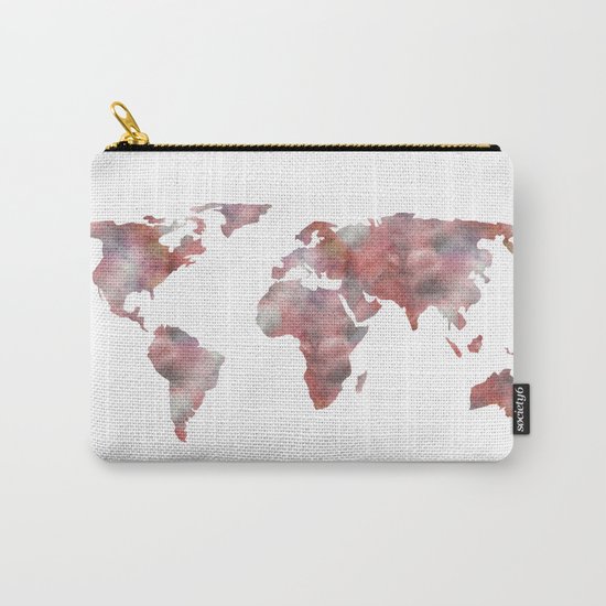 World Map in City Mod Red Slate Carry-All Pouch