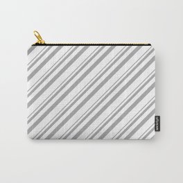 [ Thumbnail: Dark Gray & White Colored Lined Pattern Carry-All Pouch ]