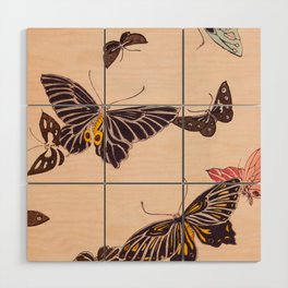 Butterfly Print Vintage Japanese Retro Pattern Wood Wall Art
