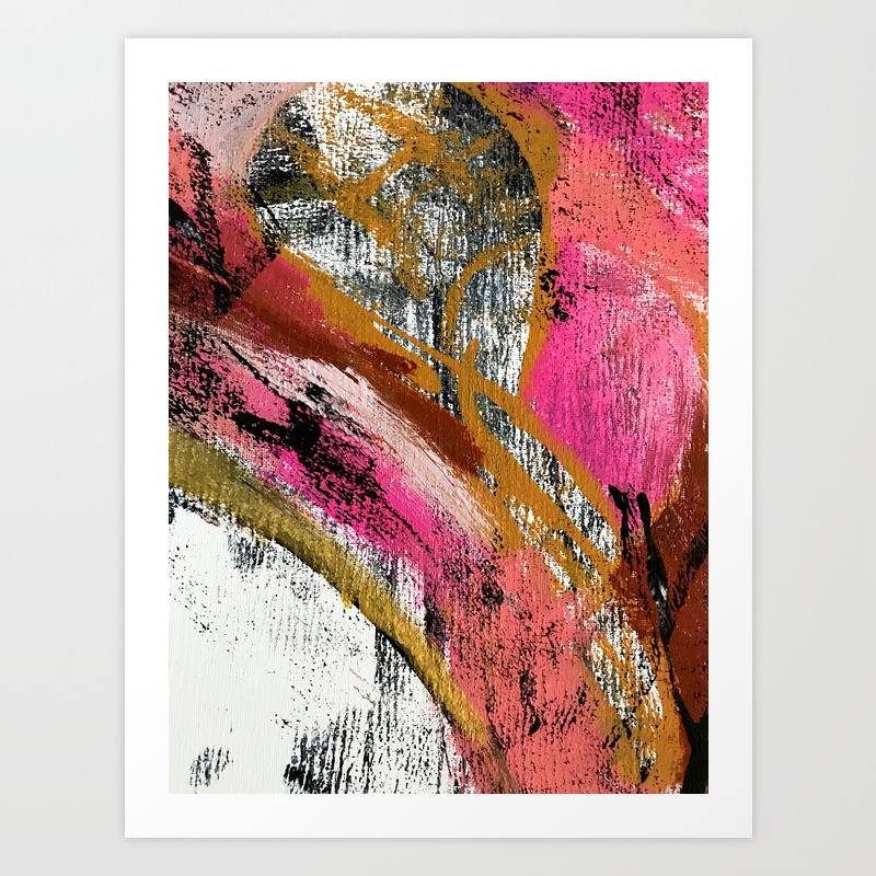 Motivation 3 A Colorful Vibrant Abstract Piece In Pink Red Gold Black And White Art Print By Blushingbrushstudio Society6