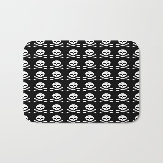 Skull and XBones in Black and White Bath Mat