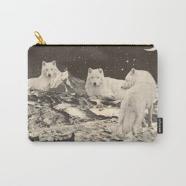 Three Giant White Wolves on Mountains Carry-All Pouch