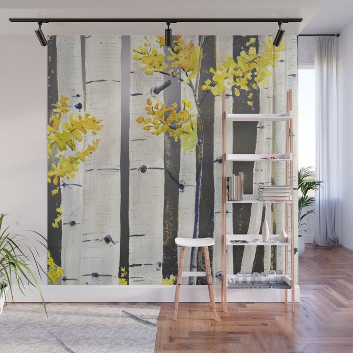 Birch Tree Wall Mural by mellyterpening | Society6