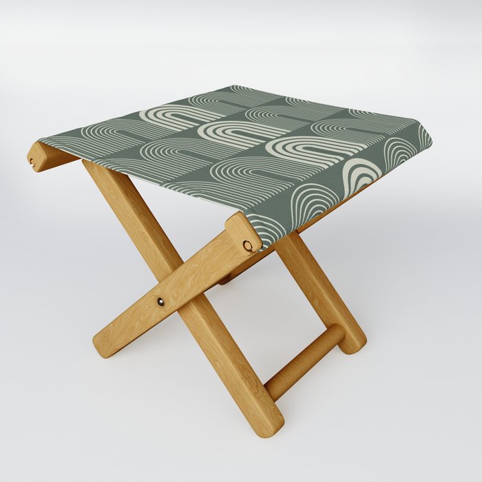 Geometric Shape Patterns 6 in Sage Green (Rainbow) Folding Stool