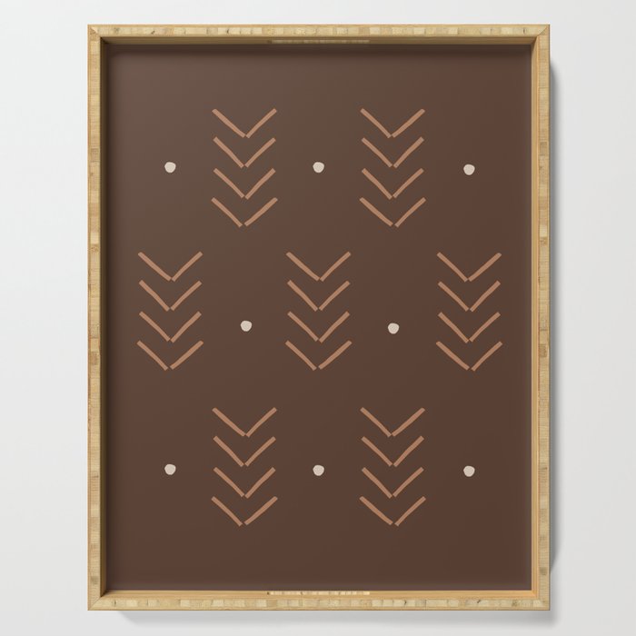 Arrow Lines Geometric Pattern 6 in Brown Shades Serving Tray