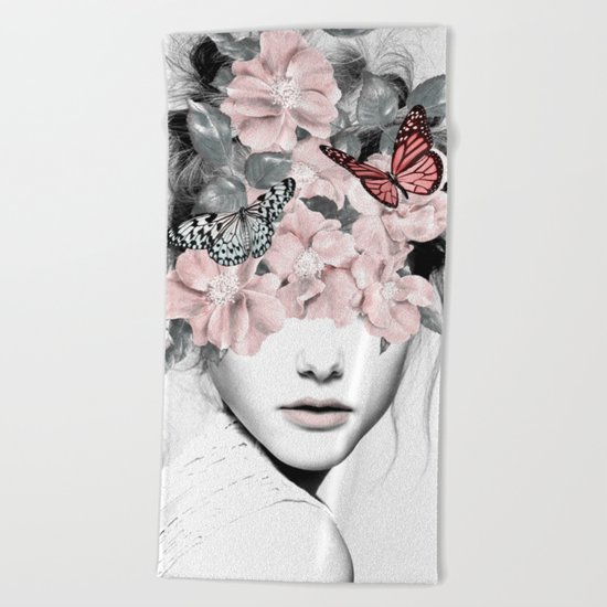 WOMAN WITH FLOWERS 10 Beach Towel