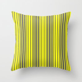 [ Thumbnail: Yellow and Dim Grey Colored Stripes/Lines Pattern Throw Pillow ]