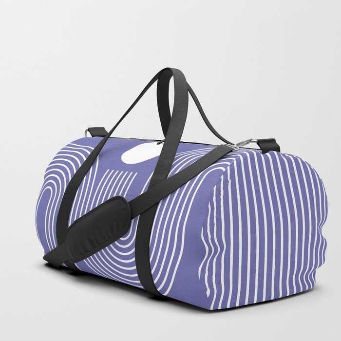 Geometric Lines in Sun Rainbow 3 (Very Purple Blue Peri) Duffle Bag